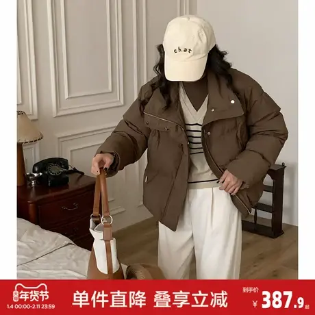 唐狮新款冬季立领黑色羽绒服女韩版时髦面包服保暖短款外套cq商品大图