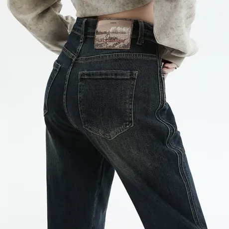 高腰哈伦牛仔裤女2023新款秋季女裤显瘦裤子休闲九分裤老爹萝卜裤商品大图