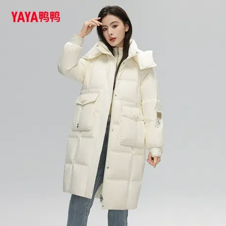【双十一预售】鸭鸭羽绒服女2023秋冬新品长款连帽显瘦韩版外套C图片
