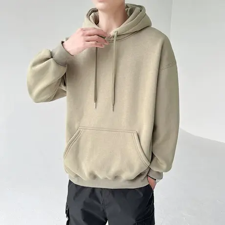 春秋款纯色连帽中性风卫衣男生高级感情侣装男装秋季外套男士上衣商品大图