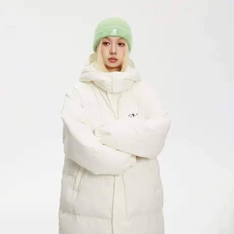 纯色连帽中长款保暖棉服女加厚冬季外套2023年新款宽松面包服棉衣商品大图