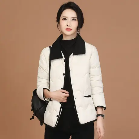 新品8.5折】POLO领撞色休闲棉服外套女百搭显瘦棉衣棉袄商品大图