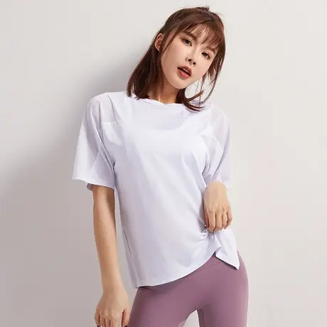 速干运动t恤宽松健身服女半短袖透气跑步罩衫新夏季薄款瑜伽上衣商品大图