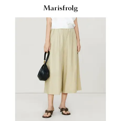 【商场同款】玛丝菲尔2023年夏季新款卡其色松紧腰时尚休闲七分裤商品大图