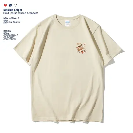 潮牌趣味卡通老虎印花短袖t恤男夏季学生纯棉宽松休闲圆领体恤商品大图