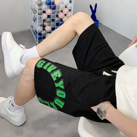 夏季短裤男休闲刺绣潮牌ins日系运动5分潮流百搭港风嘻哈五分裤子商品大图