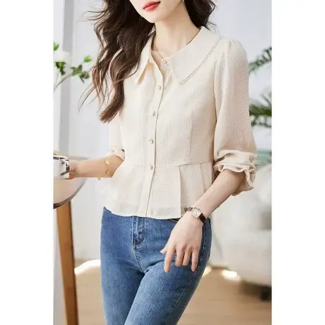 时尚气质淑女长袖衬衫女士2023年春季新款温柔休闲通勤显瘦上衣商品大图