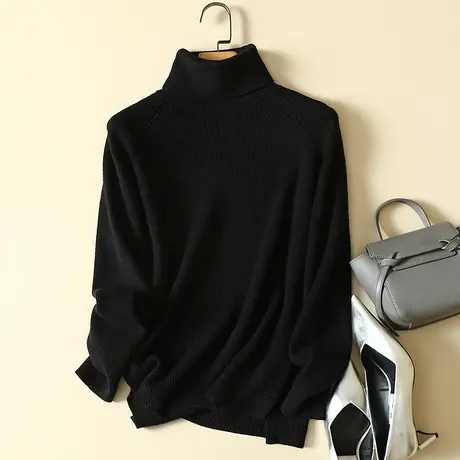 高领毛衣女内搭2023新款秋冬装慵懒风气质宽松外穿加厚打底针织衫商品大图