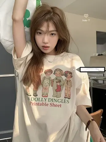 美式大码t恤女复古宽松夏季小众百搭短袖oversize显瘦ins潮牌上衣商品大图