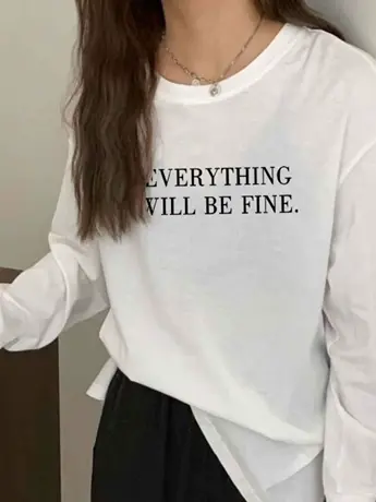 白色仿棉内搭打底衫女2023新款秋冬季加绒宽松显瘦长袖t恤上衣服商品大图