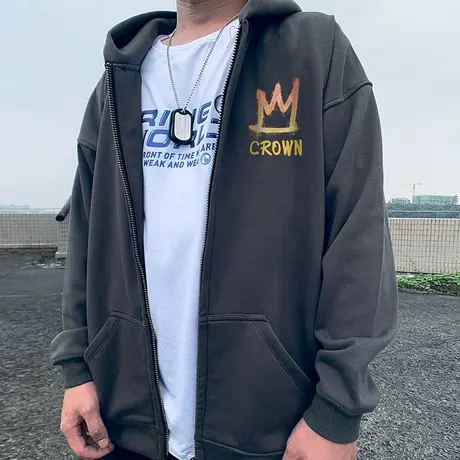 春秋季新款胖子卫衣男加绒开衫运动连帽上衣加肥加大码外套情侣装图片