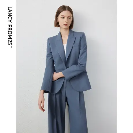 朗姿纯羊毛高级感气质设计感职业西服外套女2024春季新款通勤西装图片