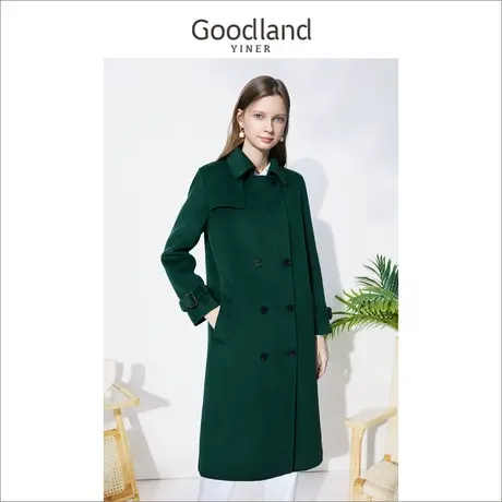 *Goodland女装2022冬季新款双排扣纯羊毛双面呢大衣高级感商品大图