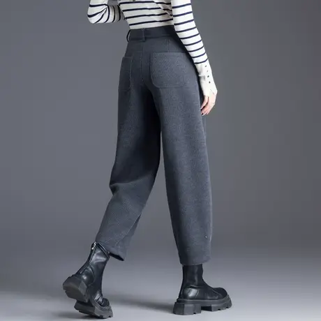 欧货雪尼尔毛呢裤子女新款2024爆款秋冬季小个子灰色休闲裤九分裤图片