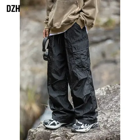 男士黑色直筒工装裤男春秋款2024新款美式冲锋裤男款伞兵裤长裤子商品大图