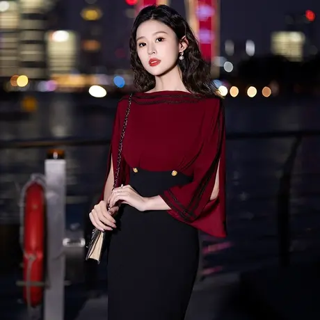 晚礼服女高级感宴会平时可穿生日气质显瘦轻奢小众秋冬大牌连衣裙图片