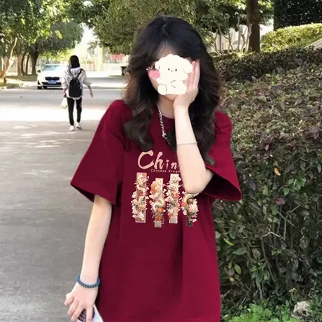 夏季大码女装T恤女胖mm宽松遮肚子纯棉短袖ins潮减龄韩版休闲上衣商品大图