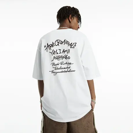 国潮潮流宽松潮牌西海岸高街嘻哈字母美式T恤男半袖男款体恤夏季图片