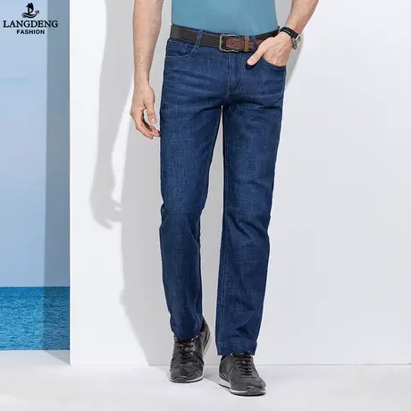 浪登男士2023款夏季牛仔裤休闲薄款时尚百搭水洗直筒弹力长裤子男商品大图