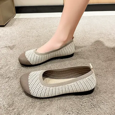 渔夫鞋女夏季2024年新款帆布鞋一脚蹬乐福鞋软底飞织透气浅口单鞋商品大图