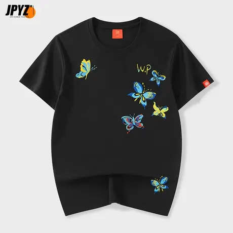 短袖T恤男夏季潮流男装2023新款宽松半袖上衣纯棉国潮刺绣体恤衫T商品大图