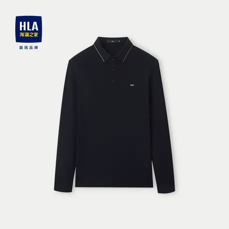 HLA/海澜之家无痕科技长袖POLO衫2023秋季新款高周波印花打底衫男图片