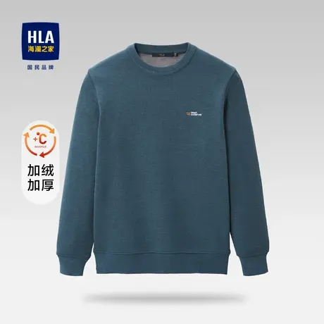 【加绒】HLA/海澜之家2023保暖针织衫加厚加绒纯色日常圆领毛衣男图片