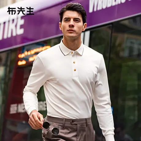 MrBu布先生字母刺绣专利翻领长袖polo衫2023秋新款男装t恤AT12318图片