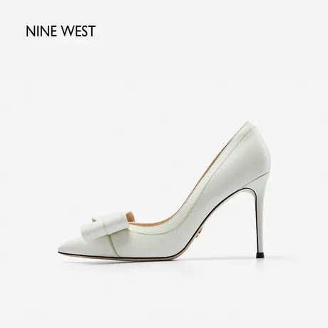 Nine West/玖熙细跟高跟鞋女2023年秋新款甜美蝴蝶结优雅牛皮单鞋商品大图