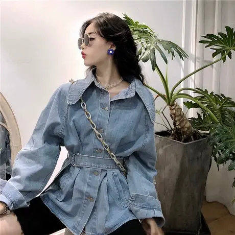 【换购20】牛仔外套女宽松韩版长袖春秋怀旧牛仔服上衣复古收腰商品大图