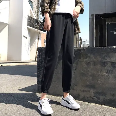 春秋薄款运动裤女2022年新款宽松束脚夏季九分休闲灯笼百搭ins潮商品大图