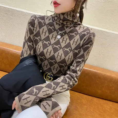 2023秋冬新款高领打底衫女毛衣女修身套头紧身内搭长袖针织上衣女图片