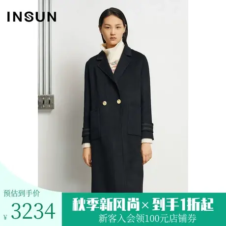 恩裳商场同款冬季绵羊毛经典黑色西装型简约大方毛呢外套商品大图