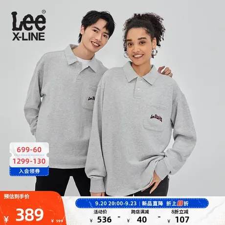 LeeXLINE23秋冬新品舒适版灰色Polo领男女同款卫衣LUT007224204图片