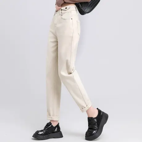 米白色哈伦裤女2023新款春夏薄款裤子小个子九分裤休闲老爹萝卜裤商品大图