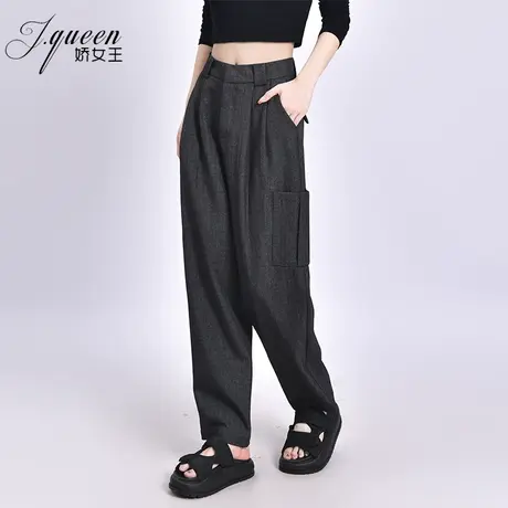 高腰垂感哈伦裤女秋季设计感宽松显瘦百搭休闲时尚灰色小脚西装裤商品大图