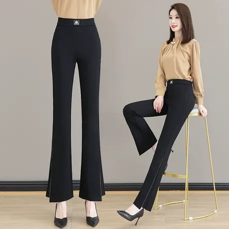 不规则设计感微喇裤女春秋2023新款休闲西裤宽松显瘦秋季直筒裤图片