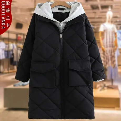 棉服女2022年新款冬季妈妈装中长款假两件加肥加大码棉衣女200斤图片