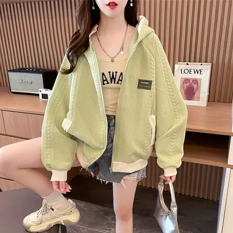 早秋休闲外套女春秋季韩版宽松初秋薄款撞色小个子棒球服开衫卫衣商品大图