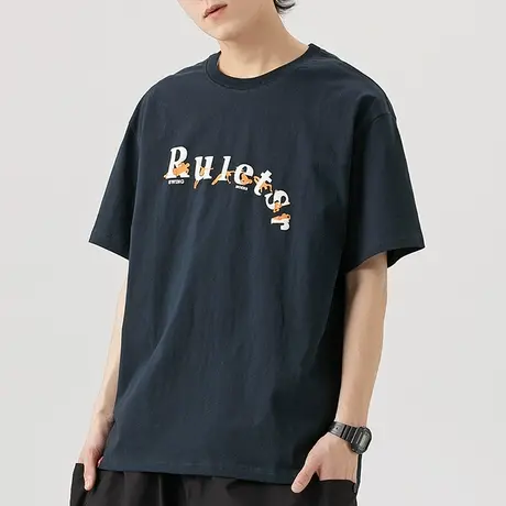 青少年t恤短袖男潮牌潮流纯棉体恤男装2023新款衣服夏季上衣半袖商品大图