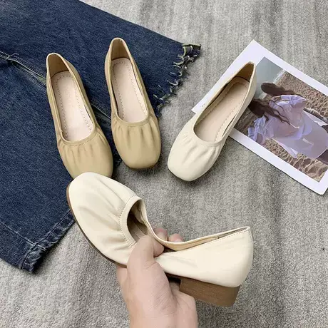平底单鞋女2023年秋季新款网红时尚百搭气质软底防滑温柔风晚晚鞋商品大图