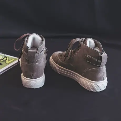 高帮帆布鞋女2020新款冬季百搭学生韩版休闲二棉保暖短靴加绒棉鞋商品大图