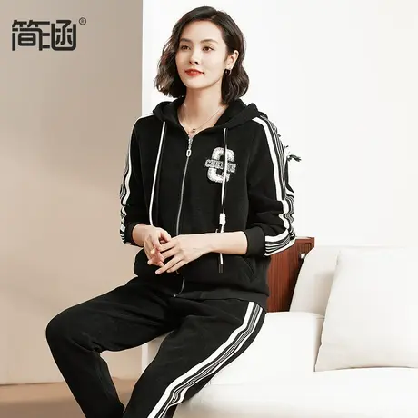 胖妹妹显瘦套装秋冬加绒大码女装新款简涵高端轻奢新款胖mm图片