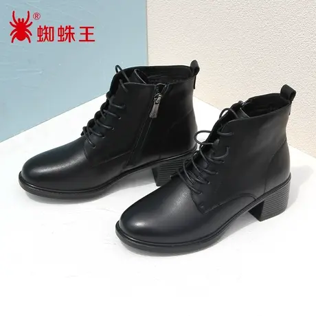 蜘蛛王断码清仓正品马丁靴女真皮2022冬商场新款短靴子女加绒粗跟图片