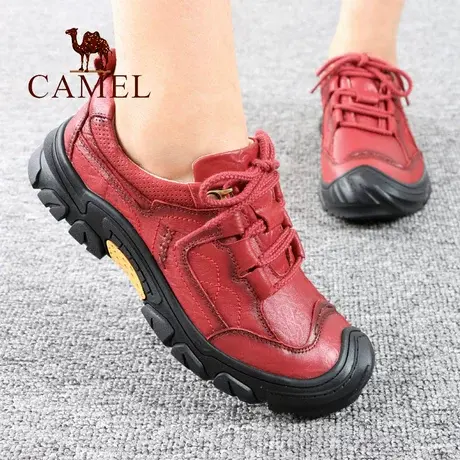 Camel/骆驼女鞋秋冬季款真牛皮舒适妈妈徒步登山户外休闲旅游鞋子图片