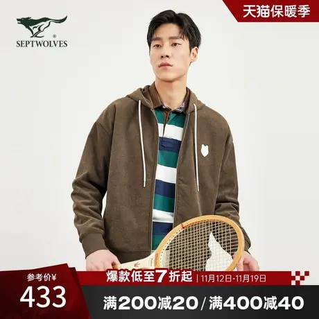 七匹狼秋季季外套男新款连帽夹克休闲学生工装上衣时尚高品质上衣商品大图