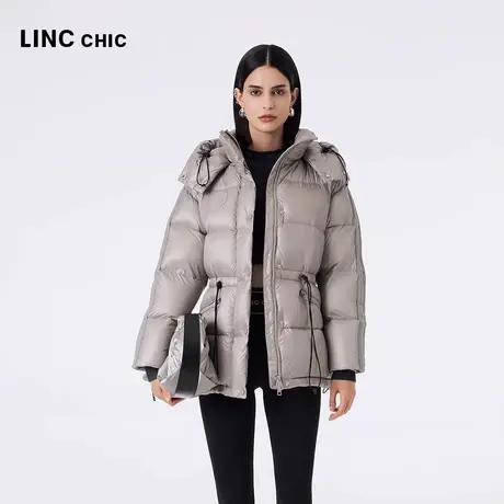 LINCCHIC金羽杰羽绒服女2023秋冬新品超轻亮彩加厚连帽短款面包服商品大图