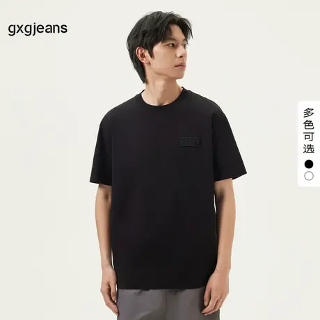 gxg.jeans男装 25年夏季新款圆领字母刺绣徽章宽松短袖男式T恤男图片