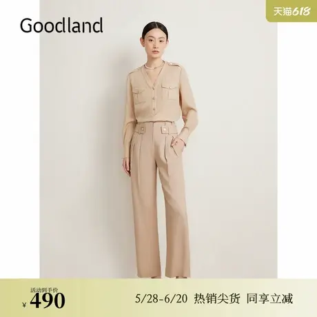 【天丝系列】Goodland美地春季法式优雅莱赛尔衬衫上衣商品大图