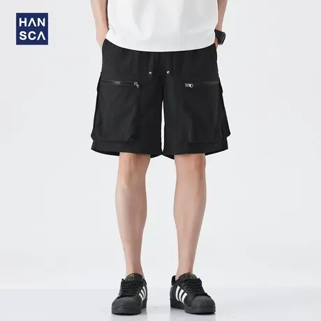 hansca户外速干工装短裤男2025夏季轻薄吸湿透气宽松青少年五分裤图片